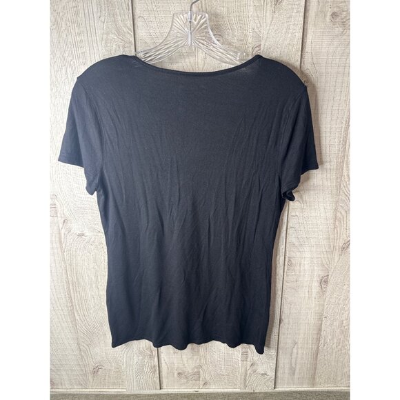 Apt. 9 & Cato Womens Short Sleeve T-Shirts M Cotton Blend Black & Aqua Lot of 2 - Picture 5 of 13